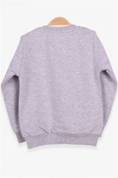 Kız Çocuk Sweatshirt Baskılı Pullu Unicorn Gri Melanj Casual Soft (2-6 Yaş) - 1