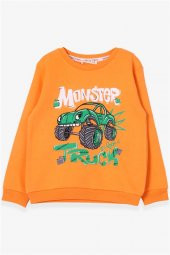 Erkek Çocuk Sweatshirt Araba Baskılı Turuncu Mood (2-5 Yaş) - 1