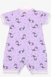Kız Bebek Şort Tulum Uykucu Kek Desenli Eflatun Modi (0-3 Ay-9 Ay) - 2