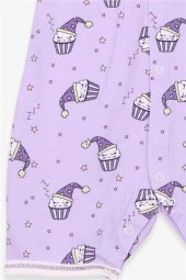 Kız Bebek Şort Tulum Uykucu Kek Desenli Eflatun Modi (0-3 Ay-9 Ay) - 3