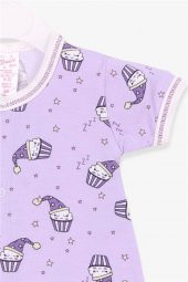 Kız Bebek Şort Tulum Uykucu Kek Desenli Eflatun Modi (0-3 Ay-9 Ay) - 4