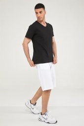 V Yaka Erkek Basic Tshirt-SİYAH - 2