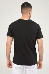 V Yaka Erkek Basic Tshirt-SİYAH - 5