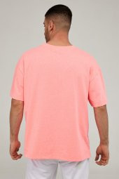 Oversize Erkek Tshirt-NEON PEMBE - 3