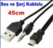 Bluetooth Speaker,Mp3 İçin 5pin Mini USB ile 3.5mm AUX jak Erkek 45cm Uzunluk - 1