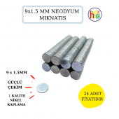 NEODYUM MIKNATIS NİKEL KAPLAMA 9 MM X1,5 MM  24 ADET FİYATIDIR - 1