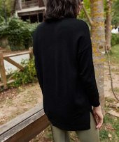 Kadın Siyah V Yaka Kazak - 3