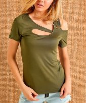 Kadın Haki Asimetrik Kesim Bluz thumbnail 1