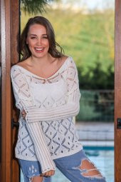 Kadın Mevsimlik Triko Beyaz Bluz - 1