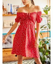 Kadın Kırmızı Önü Büzgülü Beli Lastikli Elbise - 2