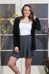 Kadın Siyah Örme Ajurlu Hırka - 1