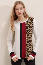 Kadın Leopar Bloklu Leopar Desenli Bluz - 1