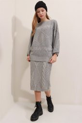 Kadın Yarasa Kol Kayık Yaka Bej 2li Takım - 2