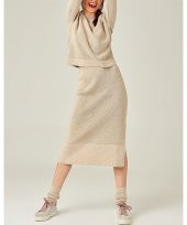 Kadın Bej Eteği Yırtmaçlı 2Li Takım - 2