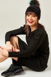 Kadın Bisiklet Yaka Eteği Cepli 2Li Siyah Takım - 2