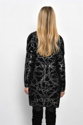 Kadın Zincir Desenli V Yaka Elbise - 4