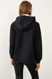 Kadın Hogvarts Yazı Baskılı Siyah Sweatshirt - 4