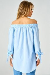 Kadın Omzu Açık Bebe Mavisi Tunik - 3