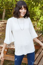 Kadın Kolu Volanlı Beyaz Bluz - 2