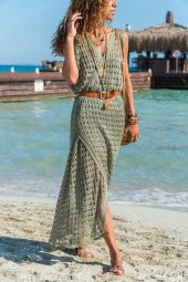 AJURLU V YAKA KRUVAZE ELBİSE - 1