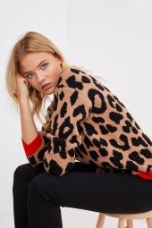 4 DÜĞMELİ MERCAN KISA LEOPAR HIRKA - 1