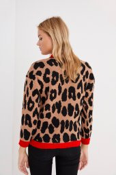 4 DÜĞMELİ MERCAN KISA LEOPAR HIRKA - 3