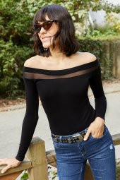 TÜL DETAYLI KAYIK YAKA BLUZ - 1