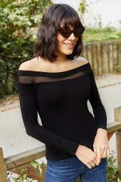 TÜL DETAYLI KAYIK YAKA BLUZ - 2