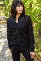 FERMUARLI DANTEL ÖRME CEKET - 5