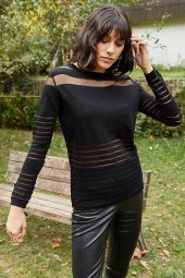 TÜL DEYATLI TRİKO BLUZ - 4