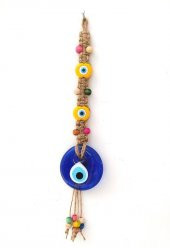Hasır Nazar Duvar Süsü Karışık Renkli Boncuk Nazarlık Duvar Dekoru 11793 - 2