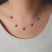 Gümüş Rose Uğur Böceği Şans Kadın Kolye - 1