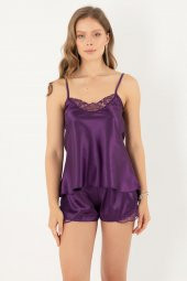 Miorre İnce Askılı Güpürlü Saten Şortlu Takım - 9