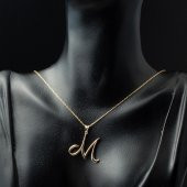 M Harfi Altın Kolye Ucu thumbnail 2