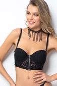 Miorre Push-Up Dolgulu Dantelli Çapraz Askılı Fermuarlı Büstiyer thumbnail 6