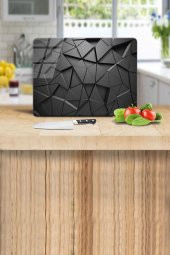 Kesme Tahtası-Tablası Siyah Üçgenler Desenli 29x34 cm thumbnail 1