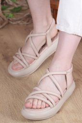 Vojo 1340 Comfort Lastikli Pastel Kadın Sandalet 4 Renk - 12