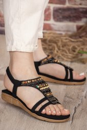 Vojo Jessy Comfort Taş Detaylı Lastikli Kadın Sandalet - 1