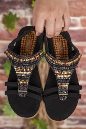 Vojo Jessy Comfort Taş Detaylı Lastikli Kadın Sandalet - 3