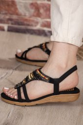 Vojo Jessy Comfort Taş Detaylı Lastikli Kadın Sandalet - 6