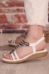 Vojo Jessy Comfort Taş Detaylı Lastikli Kadın Sandalet - 12