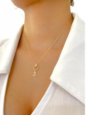 14 Ayar Altın Taşsız Sade Çapa Çipa Kolye thumbnail 2