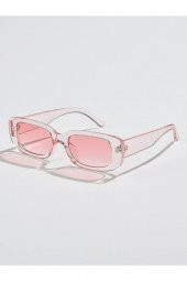 Chunky Frame Vintage Şeffaf Pembe Güneş Gözlüğü - 2
