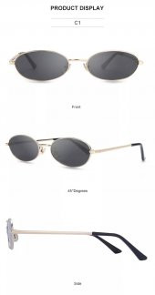 Oval Güneş Gözlüğü  Sarı Çerçeve Siyah Cam Unisex - 4