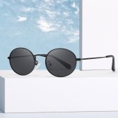 Oval Güneş Gözlüğü  Sarı Çerçeve Siyah Cam Unisex - 7