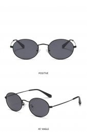 Oval Güneş Gözlüğü  Sarı Çerçeve Siyah Cam Unisex - 11