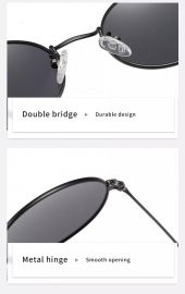 Oval Güneş Gözlüğü  Sarı Çerçeve Siyah Cam Unisex - 12