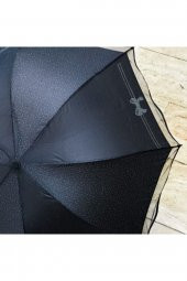 Taşlı Fiyonk Baskılı Siyah Şemsiye - 1