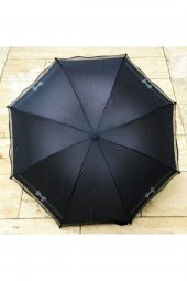 Taşlı Fiyonk Baskılı Siyah Şemsiye - 2