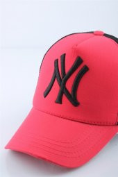 Fileli New York Yankees Nakışlı Şapka Kırmızıı Siyah Ny Şapka - 2
